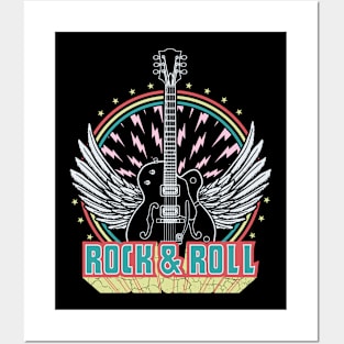 Vintage Retro Style Music instruments Guitarist Rock & Roll Posters and Art